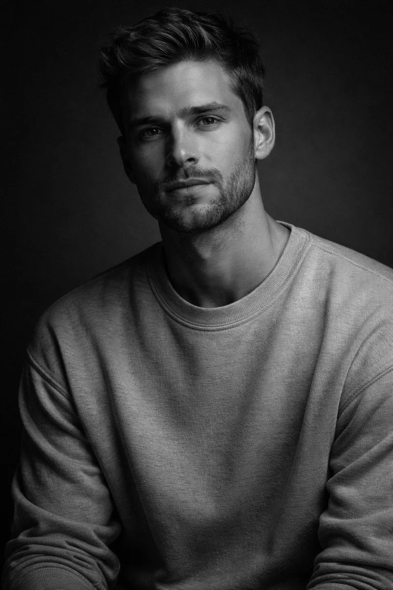 High-Contrast Monochrome Studio