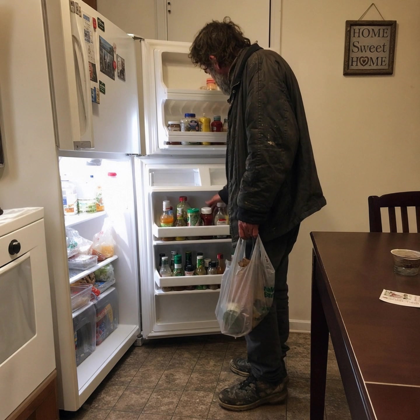 Homeless man in kitchen prank